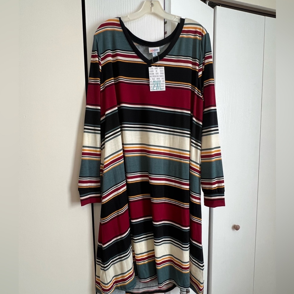 Emily styled Lula multi stripped dress